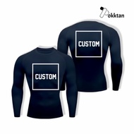 Custom Long Sleeve Navy Compression Shirt Sports T-Shirt / Navy Long Sleeve Tight Compression Sports