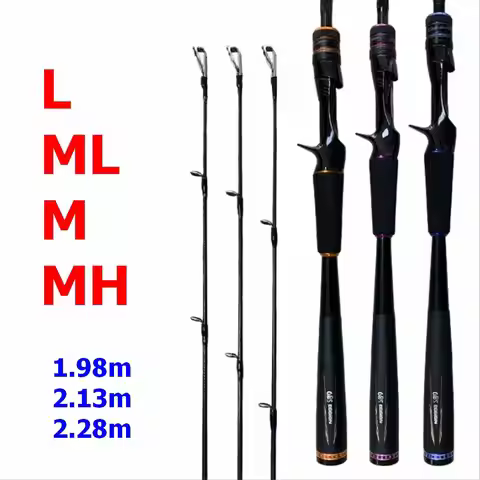 ZZ301 13Kgs Tested Carbon Handle L ML M MH Spinning or Casting Lure Fishing Rod X Wrapped 1.98m 662 