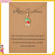 ARINY|  Christmas Necklace Santa Claus Festive Accessories Blessing Christmas Tree Moving Christmas Card Pendant for Gift