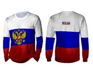 Kaos Baju T-shirt Jersey Custom Bendera Russia Rusia Tangan Panjang 2