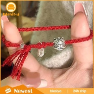 [Blesiya] Chinese Dancing Lion Head Bracelet Red String Bracelet Lion Dance Charm Bracelet Women Bracelet for Party