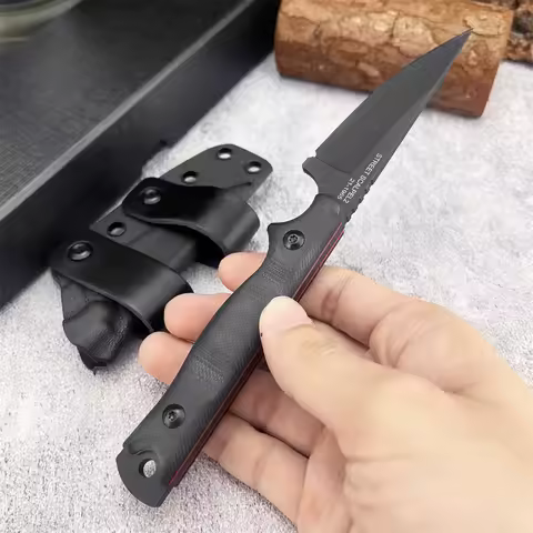 Full Tang TOPS Fixed Blade Knife with Sheath, 8Cr13Mov Steel Blade, G10 Handle, Outdoor EDC Camping 