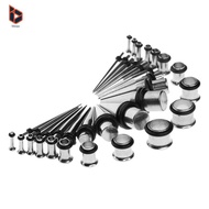[Blesiya] 36 Pieces Ear Gauges Stretching Kit Plug Taper 14G-00G Expander Silver