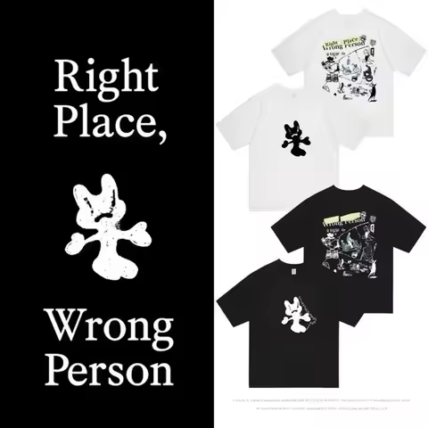 Kpop RM Right Place Wrong Person Men's/Women's Short Sleeve Cotton T-Shirt Casual Fashion Trend Unis