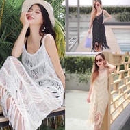 Long Beach Dress Knitted With Tassels Beach Dress Maxi Dress