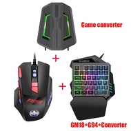 Usb Wired 35keys One-handed Rgb Gaming Keyboard And Mouse 6400 Dpi Combo With Converter For Xbox One