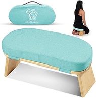 Monk & Llama Meditation Bench - Foldable, Ergonomic, Bamboo Kneeling Stool with Extra Comfortable Cu