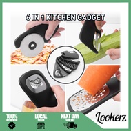 ✅[MY] 6 in 1 Kitchen Gadget/ Herb Cutter Garlic Grinder/ Fruit Vegetable Peeler/ Can Opener/ Cheese 