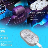 2023 New Car LED Touch Lights USB Wireless Interior Light Auto Roof Ceiling Reading Lamp for Door/Foot/Trunk/Storage Box