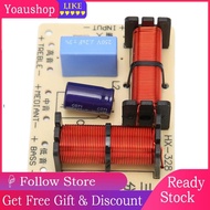 Yoaushop 3 Way Crossover  Stable Signal 5 To 8 Ohm Speaker Frequency Divider Tweeter Mid Bass Board for Professional Use