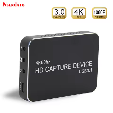 4K HDMI USB3.1 Audio Video Capture Card UHD Type C HDMI Grabber Recorder Box For OBS Vmix Zoom Game 