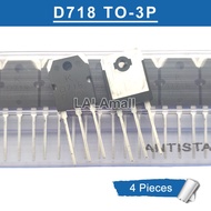 &4pcs 2SD718 D718 TO-3P KTD718 KD718 KTD718-O-U/P TO3P NPN High Power Amplifier Transistor