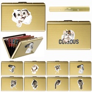 RFID Blocking Metal Card Holder - Slim 6-Slot Anti-Scan Wallet for Credit Cards and ID Cat print Pat