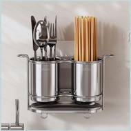HS 304 Stainless Steel Chopsticks Holder Wall Mounted Kitchen Utensil Drainer Rack No Drill HS