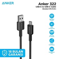 AL* Anker A81H6 322 Kabel Charger USB Type A to C 60W Nylon Cable 3FT 100cm