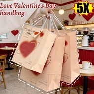 5Pcs Reinforced Handle Gift Bag with Thickened Cardstock, Heart Line Design for Jewelry/Bouquets, La