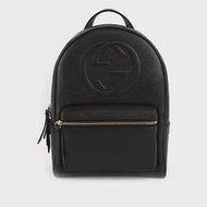 GUCCI SOHO荔枝牛皮GG logo後背包 (黑色)