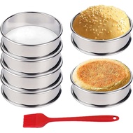 HLMOptimo English Muffin Rings, Stainless Steel Crumpet Rings, 6 Pcs Nonstick Metal Round Ring Molds
