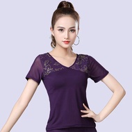 Dance Performance Short Sleeved Top V-neck Dance Outfit Latin Dance Contact Suit