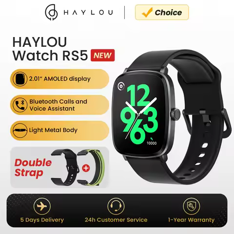 HAYLOU Watch RS5 Smart Watch 2.01'' AMOLED Display Bluetooth Call Voice Assistant Waterproof Sport A
