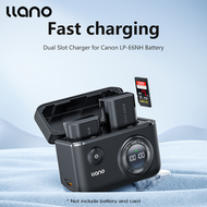 LLANO Canon LP-E6NH Camera Charger Dual Slot Digital Display with SD Card Storage Function For EOS 5