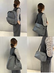 三宅一生BAOBAO Daypack雙肩包，幾何菱格紋，深灰