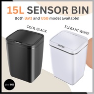 15L Black White Smart Bin / SG In-stock / Contactless Sensor Bin / Dustbin Rubbish Bin Waste Bin Kitchen Room LIVINBASIC