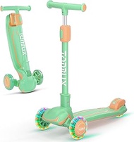 TONBUX Kids Scooter, Light Up 3 Wheel Kick Scooters for Kids 3-12, Folding Scooters with Adjustable
