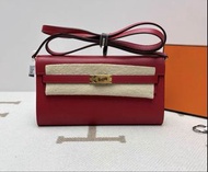 Hermes Kelly to go 國旗紅 Y刻 Epsom皮 金扣 配件盒子 肩帶