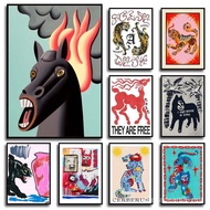 Vintage Abstract Animals Print Posters Mid Century Wall Art Canvas Painting Pictures for Living Room