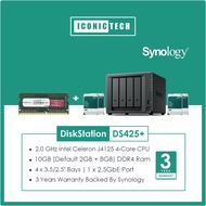 0TB~32TB Synology DiskStation DS425+ (Default 2GB + 8GB) 4-Bay Diskless NAS Enclosure