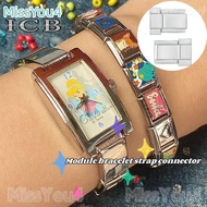 1pair Module Bracelet Watch With Connector Wrist Watch Italian Charm Links Fit 9mm Stainless Steel B