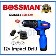 BOSSMAN BSB-120 12V Cordless Impact Drill Driver 10mm korek tebuk dinding wall drilling bosch dca hikoki makita stanley