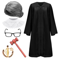 Zhanmai 6 Pcs Judge Costume Accessory, Including Black Judge Robe, Judge Wooden Gavel, Judge Choker