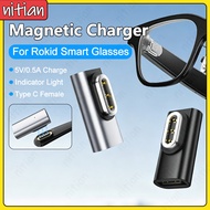 USB-C Charging Adapter For Rokid Smart Glasses Magnetic Charger Dock Docking Station with Indicator 