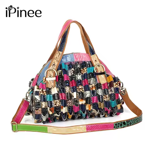 iPinee Brand Leather Bags Female Fashion Snake Pattern Hobo Bag Top Quality Leather Handbags Colorfu
