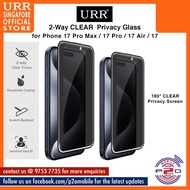URR 2-Way CLEAR Privacy 2.5D Full Tempered Glass for iPhone 17 Pro Max / iPhone 17 Pro / iPhone 17 A