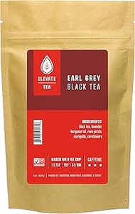 Elevate Tea Earl Grey Tea, Loose Leaf Black Tea, High Caffeine, 3 oz Pouch - 30 Cups, Hot & Iced Tea
