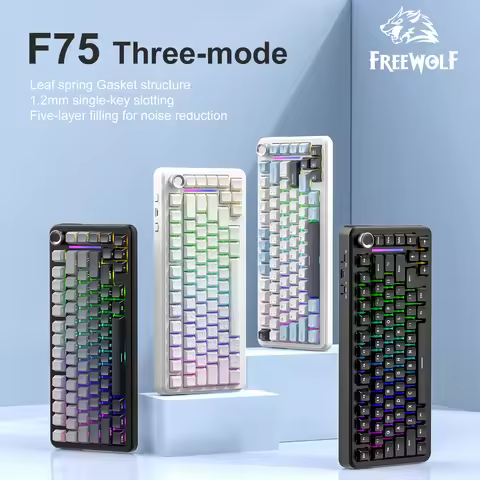F75 Wireless Gaming Mechanical Keyboard RGB Customized Silver Moon Axis 75% Layout Side-engraving PB