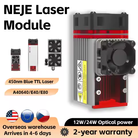 NEJE 12W/24W E40/E80/A40640 diode blue optical laser module for professional CNC engraving, shipping