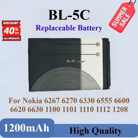 New BL-5C 3.7V 1200mAh 4.44Wh Lithium Li-ion Battery For Nokia 6267 6270 6330 6555 6600 6620 6630 11