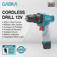 TKH GABKA 28pcs Cordless Drill 12V Set Heavy Duty Battery Rechargeable 2 Speed Gear LED Work Light