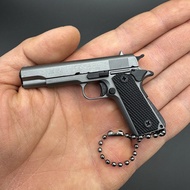 Periferal Permainan PUBG 1:3 Warna Gunmetal 1911 Model Pistol Logam Penuh Hadiah Loket Rantai Kunci 