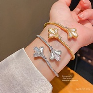 18K Light Luxury Niche Bracelet Fritillary Real Gold Plating Personality High-End Open Zircon Bracel