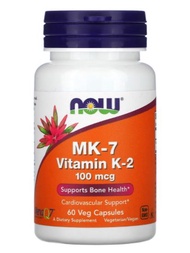 Now Foods MK-7 Vitamin K-2 100 mcg [ 60 Veg Capsules ] now foods mk7 k2  vitamin k2 mk7k2  now mk7 k