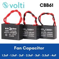 CBB61 Electric Fan Capacitor 450V Ceiling Fan Capacitor. 1.2uF/1.5uF/2uF/2.uF/3uF/3.5uF/uF