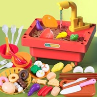 Marslako - [39件套] 兒童過家家迷你小廚房 玩具洗手台 煮飯仔- 紅色[平行進口]