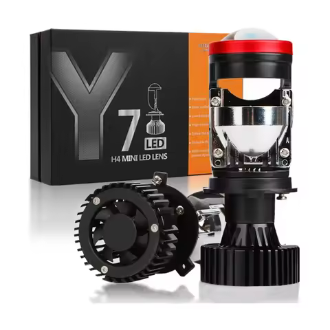 2pcs 100W Y7D H4 Super Bright LED Headlight Car H4 Mini Projector Lens Bulb 6000k 30000LM High Low B