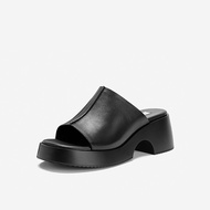 รองเท้าแตะ Nine West สำหรับผู้หญิง ส้นหนา สีดำ รองเท้าแตะส้นเตี้ยแบบสวมหัว ทรงปกติ รองเท้าสวมสบายในช