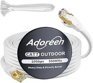 Adoreen Cat 6E Cat 7 Outdoor Ethernet Cable 50 FT White, High Speed Shielded Network Cable, S/FTP, P